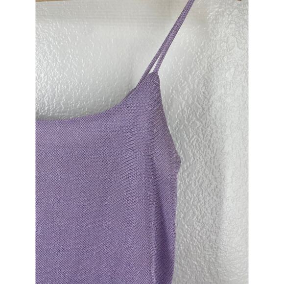 Hugo Buscati Purple Mini Dress 70s Funky Sleeveless Metallic Fairy Size 10 - Picture 6 of 12